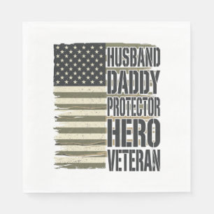 Serviette En Papier Vétéran Mari Papa Protecteur Héros Chemise Drapeau