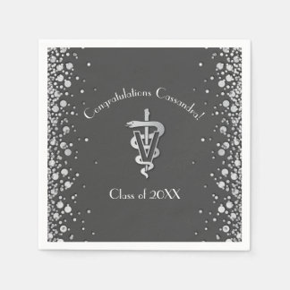 Serviette En Papier Veterinarian Graduation Grey Silver