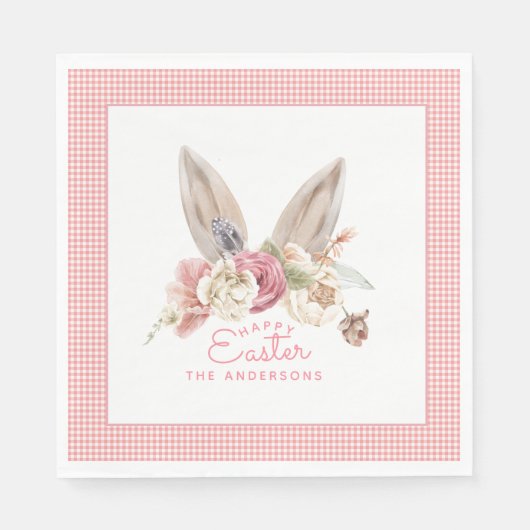 Serviette En Papier Viandes florales de lapin Pâques (Devant)