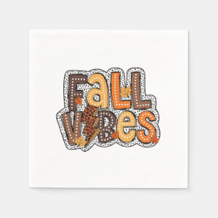 Serviette En Papier Vibes Automne Feuilles Citrouille Épice Thanksgivi