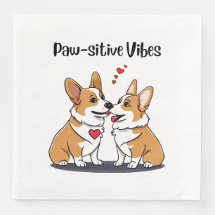Serviette En Papier Vibes Corgis en amour
