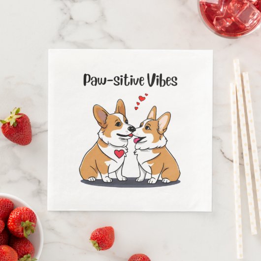 Serviette En Papier Vibes Corgis en amour (En situation)