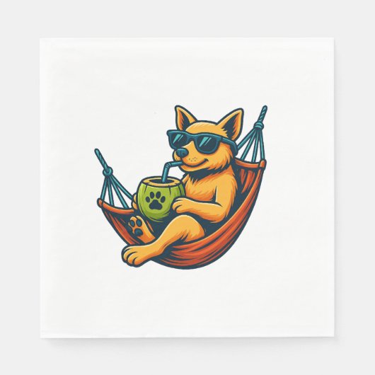 Serviette En Papier Vibes de chiot tropical (Devant)
