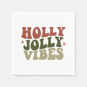 Serviette En Papier Vibes de Noël Holly Jolly Rétro Fête de Noël des a