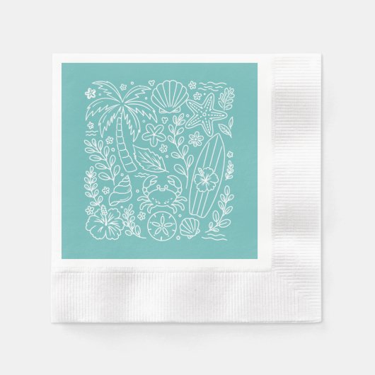 Serviette En Papier Vibes de Plage Tropicale (Devant)