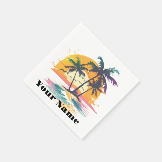 Serviette En Papier Vibes de soleil tropicales - Palmiers et conceptio (Coin)