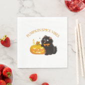 Serviette En Papier Vibes d'épices citrouilles, Halloween, chat noir,  (En situation)