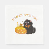 Serviette En Papier Vibes d'épices citrouilles, Halloween, chat noir,  (Devant)