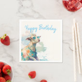 Serviette En Papier Vibes d'été Aquarelle chèvre - Joyeux anniversaire (En situation)