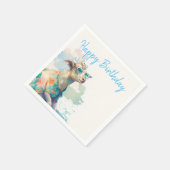 Serviette En Papier Vibes d'été Aquarelle chèvre - Joyeux anniversaire (Coin)