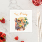 Serviette En Papier Vibes d'été aquarelle Koala - Joyeux anniversaire (En situation)