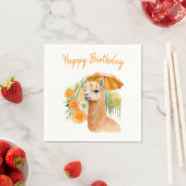 Serviette En Papier Vibes d'été aquarelle Llama - Joyeux anniversaire (En situation)