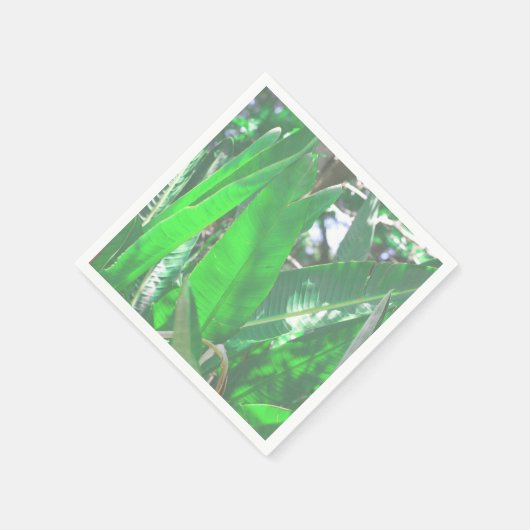 Serviette En Papier Vibes d'été Banana Tree Feuilles vert pâle (Coin)