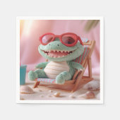 Serviette En Papier Vibes d'été : Crocodile de Plush de Chillin en vac (Devant)