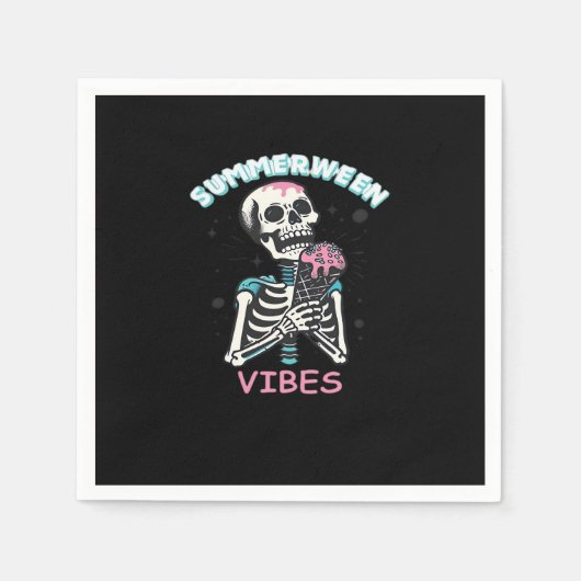 Serviette En Papier Vibes d'été Éffrayant Citrouille d'été classique (Devant)