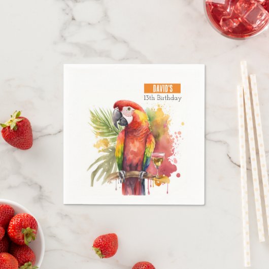 Serviette En Papier Vibes d'été Parrot - Fête d'anniversaire - (En situation)