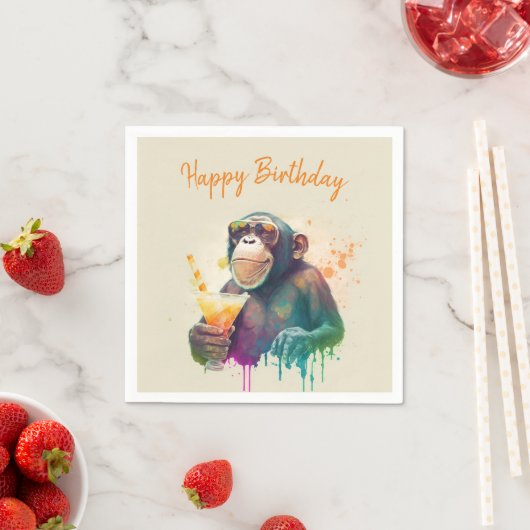 Serviette En Papier Vibes d'été Singe - Anniversaire (En situation)