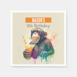 Serviette En Papier Vibes d'été Singe - Anniversaire