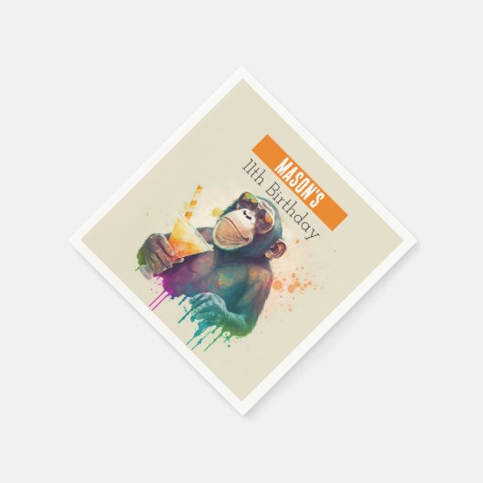 Serviette En Papier Vibes d'été Singe - Anniversaire (Coin)