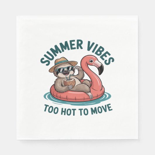 Serviette En Papier Vibes d'été Sloth Funny Lazy Float (Devant)