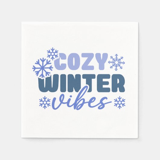 Serviette En Papier Vibes d'hiver confortables - Typographie du flocon (Devant)