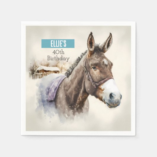 Serviette En Papier Vibes d'hiver Donkey - fête d'anniversaire - (Devant)