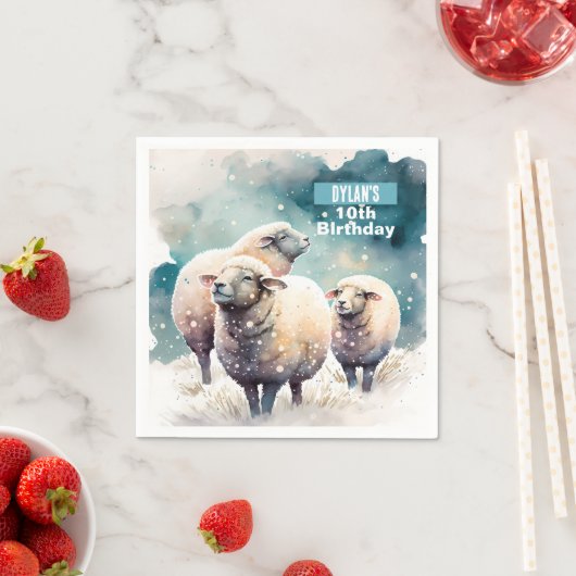Serviette En Papier Vibes d'hiver Mouton - Fête d'anniversaire - (En situation)