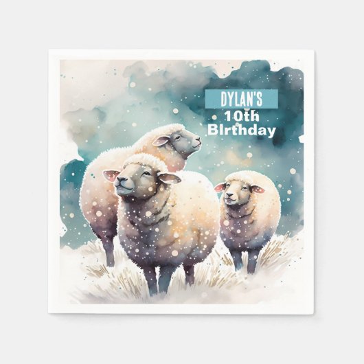 Serviette En Papier Vibes d'hiver Mouton - Fête d'anniversaire - (Devant)