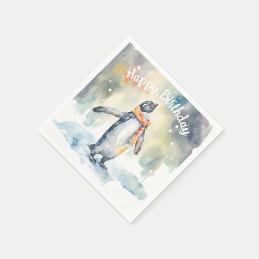 Serviette En Papier Vibes d'hiver Penguin - fête d'anniversaire - (Coin)
