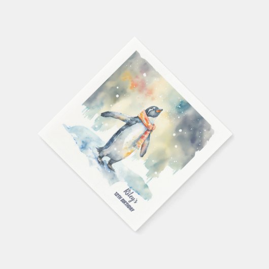 Serviette En Papier Vibes d'hiver Penguin Neige - fête d'anniversaire (Coin)