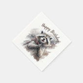 Serviette En Papier Vibes d'hiver Raccoon - fête d'anniversaire - (Coin)