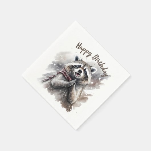 Serviette En Papier Vibes d'hiver Raccoon - fête d'anniversaire - (Coin)
