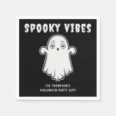 Serviette En Papier Vibes éffrayantes Ghost Halloween Noir Et Blanc (Devant)