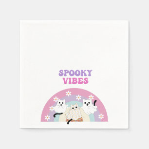 Serviette En Papier Vibes éffrayantes Retro Halloween Fantôme Annivers