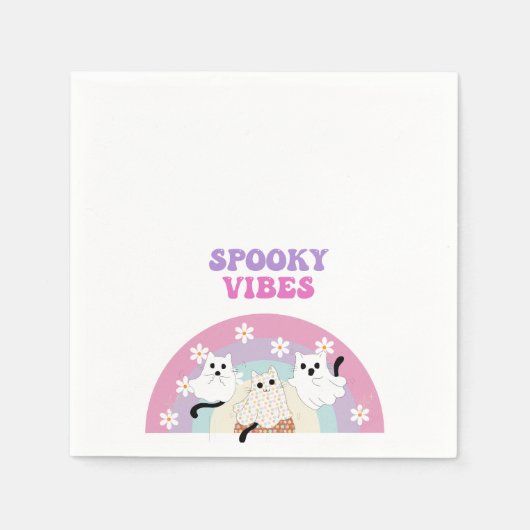 Serviette En Papier Vibes éffrayantes Retro Halloween Fantôme Annivers (Devant)