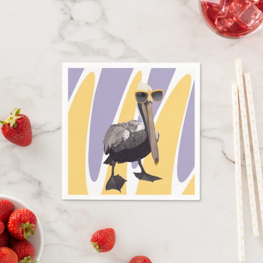 Serviette En Papier Vibes estivales amusantes Oiseau pélican (En situation)