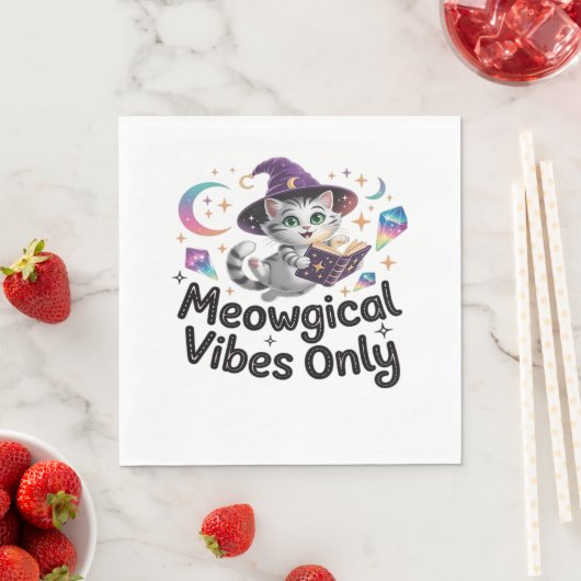 Serviette En Papier Vibes Méowgiques Uniquement, Chat Kawaii Witch Flo (En situation)