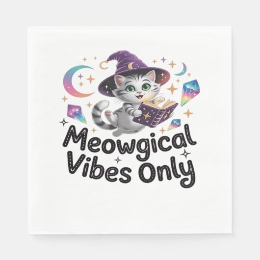 Serviette En Papier Vibes Méowgiques Uniquement, Chat Kawaii Witch Flo (Devant)