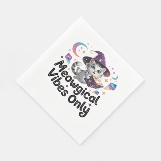 Serviette En Papier Vibes Méowgiques Uniquement, Chat Kawaii Witch Flo (Coin)