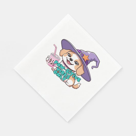Serviette En Papier Vibes Paw seulement - Chien mignon avec thé à bull (Coin)
