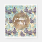 Serviette En Papier Vibes positives Feuilles Tropical Purple Green Gol (Devant)