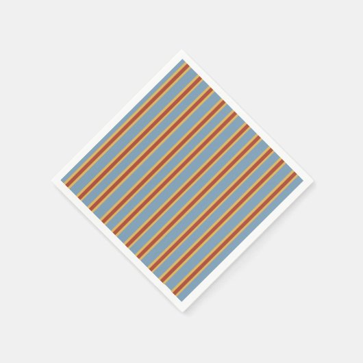 Serviette En Papier Vibes rétro Bleu Brown Moutarde rayée (Coin)