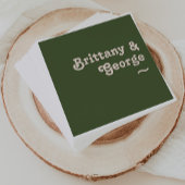 Serviette En Papier Vibes rétro simples | Mariage vert olive serviette