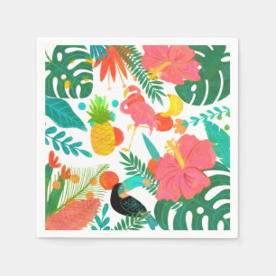Serviette En Papier Vibes tropicales Floral Feuille Summer Luau Party