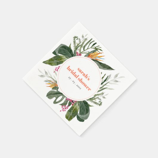 Serviette En Papier Vibrant Blush Boho Tropical Floral Fête des mariée (Coin)