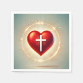 Serviette En Papier Vibrant Coeur rouge Croix chrétienne Découpage (Devant)