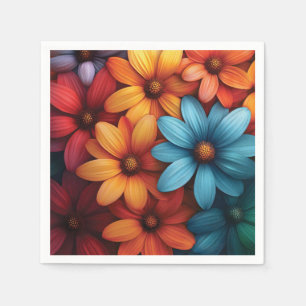 Serviette En Papier Vibrant couleur marron, bleu, jaune, couleur orang