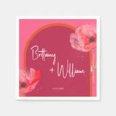 Serviette En Papier Vibrant floral rose et orange (Devant)