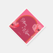 Serviette En Papier Vibrant floral rose et orange (Coin)