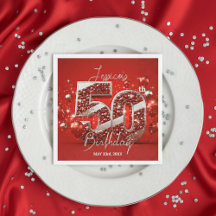 Vibrant Glittery Ruby Rouge et argent 50e annivers